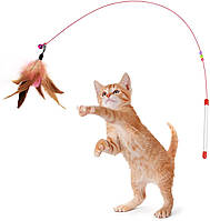 Іграшка для котів паличка з пером та дзвіночком Cat Stick Brown
