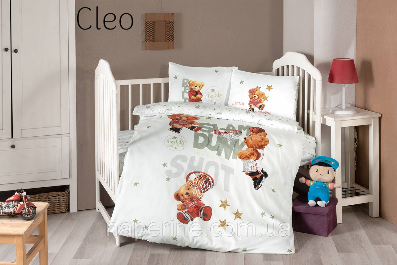 Дитяча натуральна постільна білизна у ліжечко сатин  Frist choice 3D Cleo