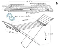 Электрическая складная сушилка для белья Rainberg с подогревом и крышкой, энергоэффективная 18-канальная