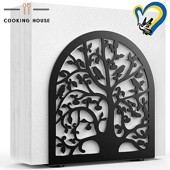 Тримач диспенсер для серветок, металевий Тримач для серветок, чорного кольору, дерево з пташками