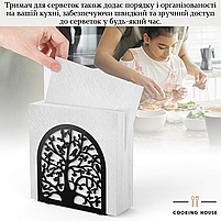 Тримач диспенсер для серветок, металевий Тримач для серветок, чорного кольору, дерево з пташками, фото 6