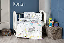Дитяча натуральна постільна білизна у ліжечко сатин  Frist choice 3D Koala
