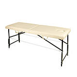 Масажний стіл 190х70 см з регулюванням висоти ручне складання Кушетка косметологічна складна Слонова кістка, фото 2