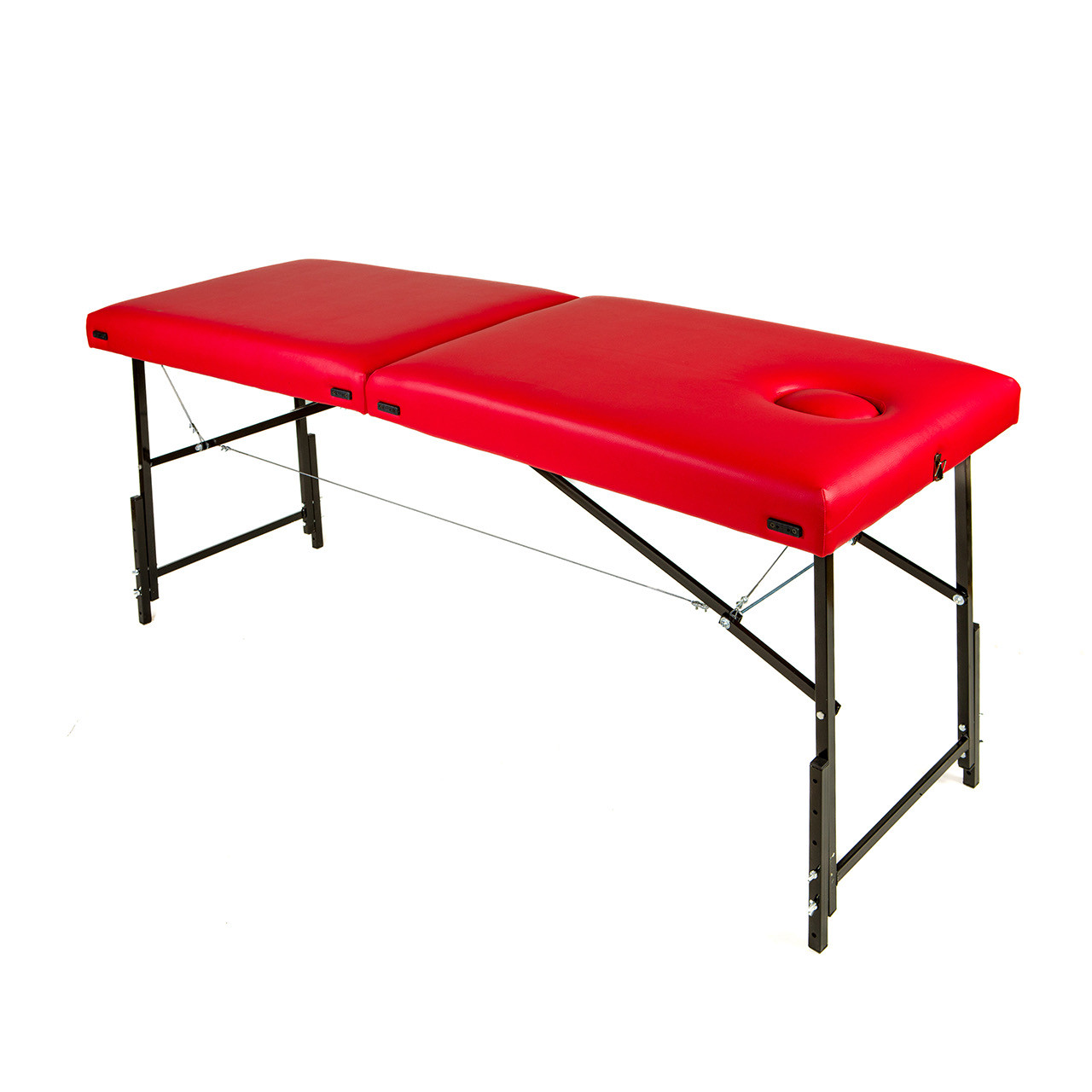 Масажний стіл 190х70 см з регулюванням висоти ручне складання Кушетка косметологічна складна Червона, фото 1