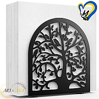 Тримач диспенсер для серветок, металевий nримач  для серветок Ari&Ana, чорного кольору, дерево з пташками