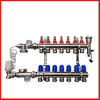 Коллектор для теплого пола в сборе на 7 контуров KP (Чехия) латунь
