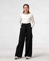 2172чор Черные коттоновые брюки карго для девочки тм BossKids размер 158 см