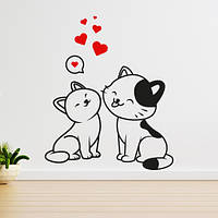 Інтер'єрна вінилова наклейка на стіну "Закохані котики"