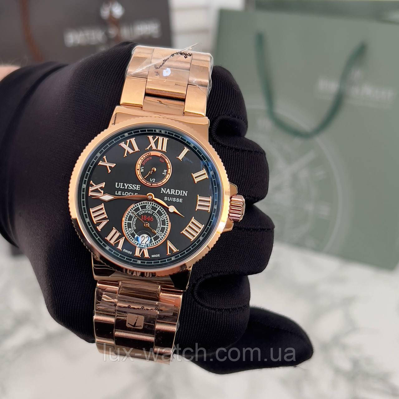 Годинник чоловічий Ulysse Nardin Le Locle Automatic Gold-Black