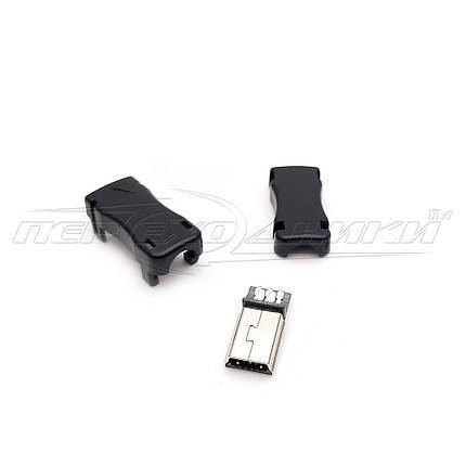 Роз'єм штекер mini USB 5pin, чорний із корпусом HQ, фото 3
