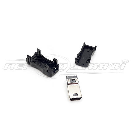 Роз'єм штекер mini USB 5pin, чорний із корпусом HQ, фото 1