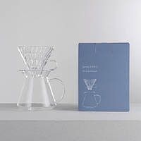 Комплект HARIO V60 Minimal GLASS - Скляний пуровер та декантер