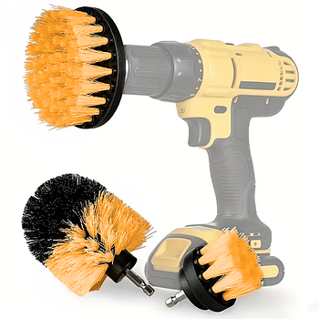 Набір щіток-насадок на дриль для чищення поверхонь, 3шт / Насадки на шуруповерт для хімчистки