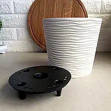 Квітковий вазон з водостічною вставкою 1.6 л Біла Троянда, Фьюжн Алеана, фото 3