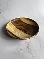 Тарелка , миска, пиала для подачи деревянная ручной работы из ореха Ø18 см высота 4.5 см