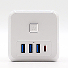 Мережевий адаптер трійник на 7 роз'ємів 4000Вт, Білий / Електричний розгалужувач в розетку / Мережевий фільтр, фото 5