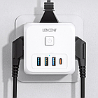 Мережевий адаптер трійник на 7 роз'ємів 4000Вт, Білий / Електричний розгалужувач в розетку / Мережевий фільтр, фото 6