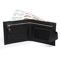 Гаманець шкіряний чоловічий чорний на кнопці натуральний із відсіками для карт усередині Dr. Bond MS-12, фото 5
