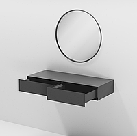 Подвесной серый туалетный столик для макияжа с двумя ящиками и зеркалом Alpha 5 Gray Gardi
