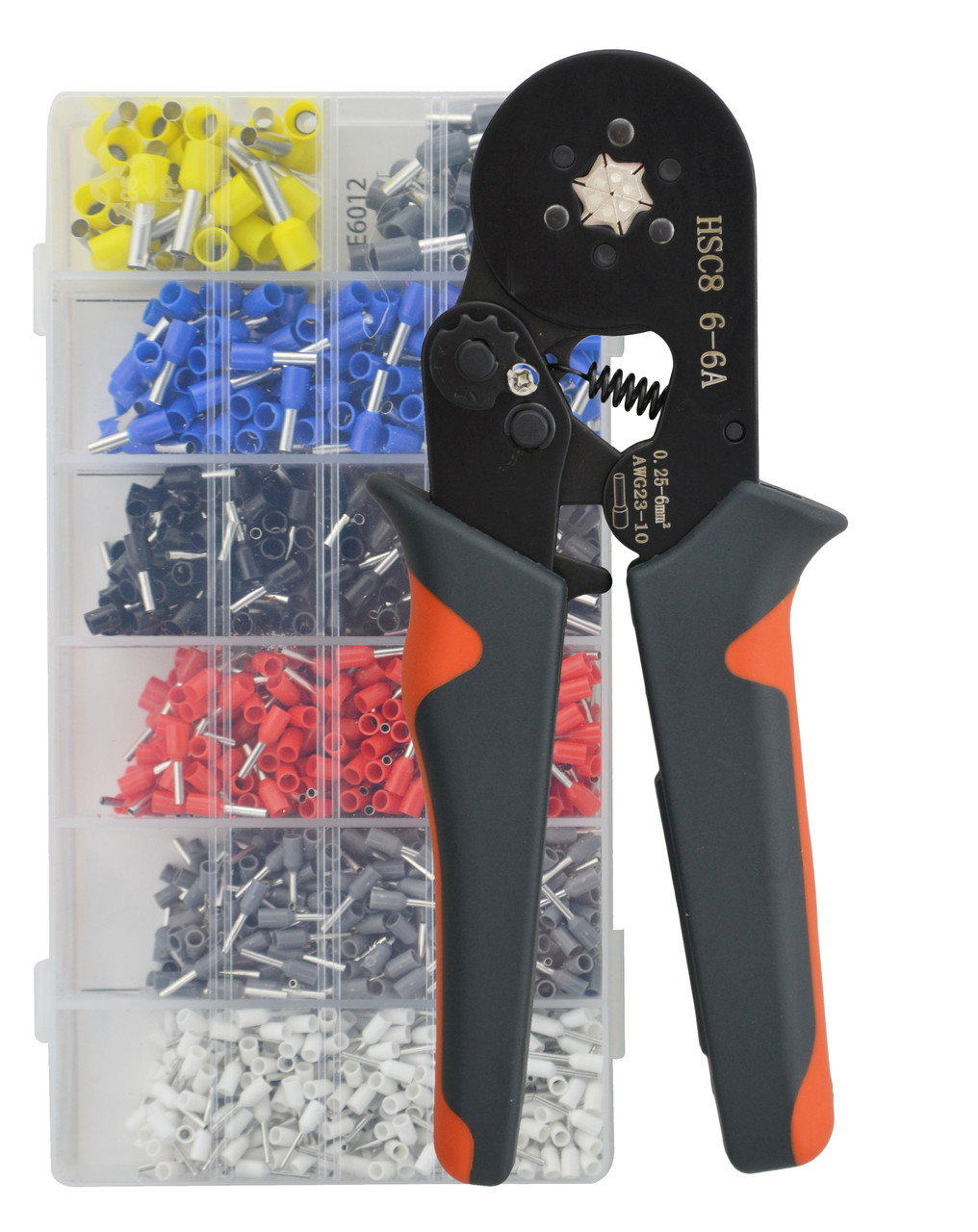 Кримпер HSC8 6-6A AWG23-10 кліщі для обтискання трубчастих наконечників 0.25 — 6 мм2 + 2000 гільз