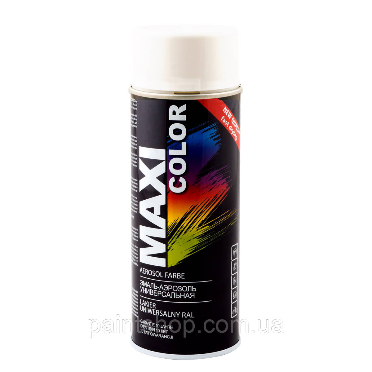 Емаль аерозольна універсальна Maxi Color RAL 9010 Білий глянцевий 400 мл