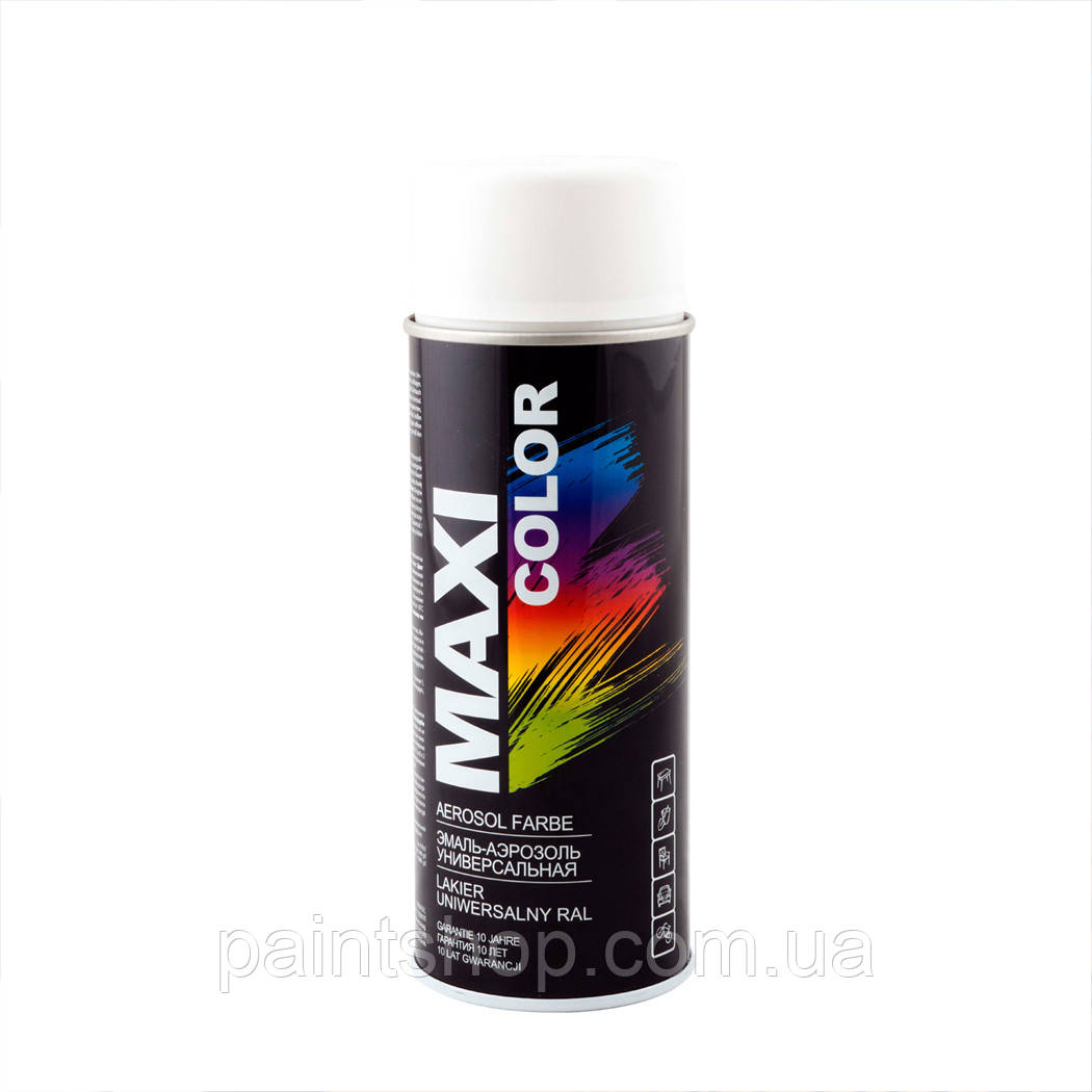 Емаль аерозольна універсальна Maxi Color RAL 9010 Білий матовий 400 мл