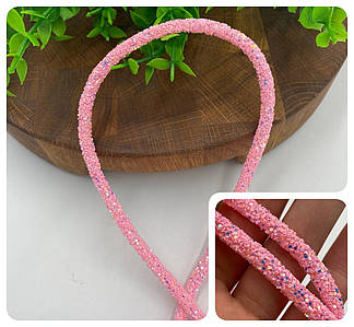 Порожнистий шнур у блискітках / упаковка - 1 метр / d-6мм / Рожевий