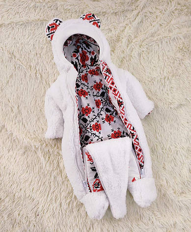 Дитячий теплий чоловічок комбінезон Тедді осінь весна зима 0-3 міс 56-62 розмір, фото 2