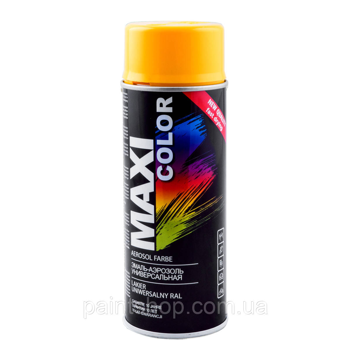 Емаль аерозольна універсальна Maxi Color RAL 1023 Транспортно-жовтий 400 мл