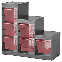 Стеллаж с контейнерами, серый/светло-красный, 99x44x94 см TROFAST (395.268.55) IKEA