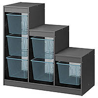 Стеллаж с контейнерами, серый/серо-синий, 99x44x94 см TROFAST (395.268.41) IKEA