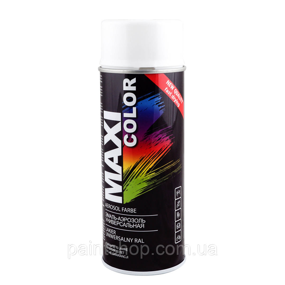 Емаль аерозольна універсальна Maxi Color RAL 9016 Біло-транспортний 400 мл