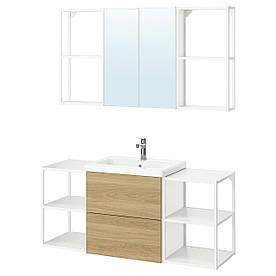 Ванна, білий/імітація дуб, 140х43х65 см ENHET (095.475.00) IKEA