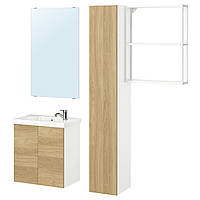 Ванная, белый/имитация дуб, 64х33х65 см ENHET (695.470.93) IKEA