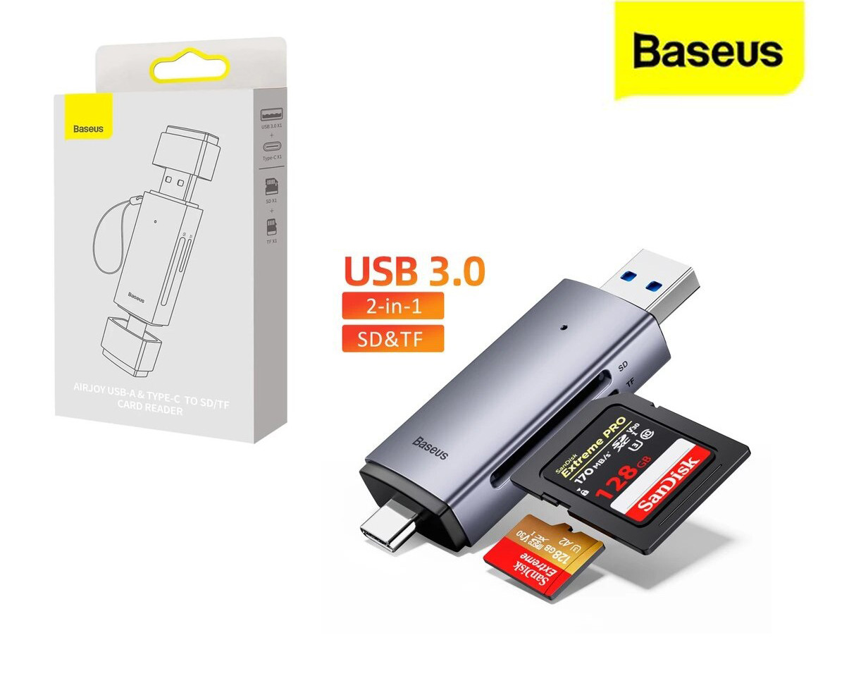 Картрідер для SD картки та microSD Type-C USB 3.0 Baseus для ПК ...