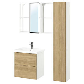 Ванна, білий/імітація дуб, 64x43x65 см ENHET (695.472.86) IKEA