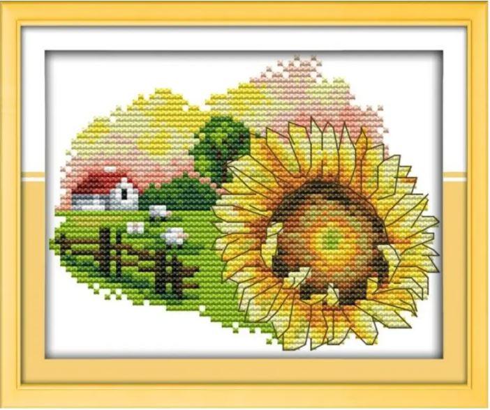 Набір для вишивання за нанесеною на канву схемою "September flower". AIDA 14CT printed 18*15 см