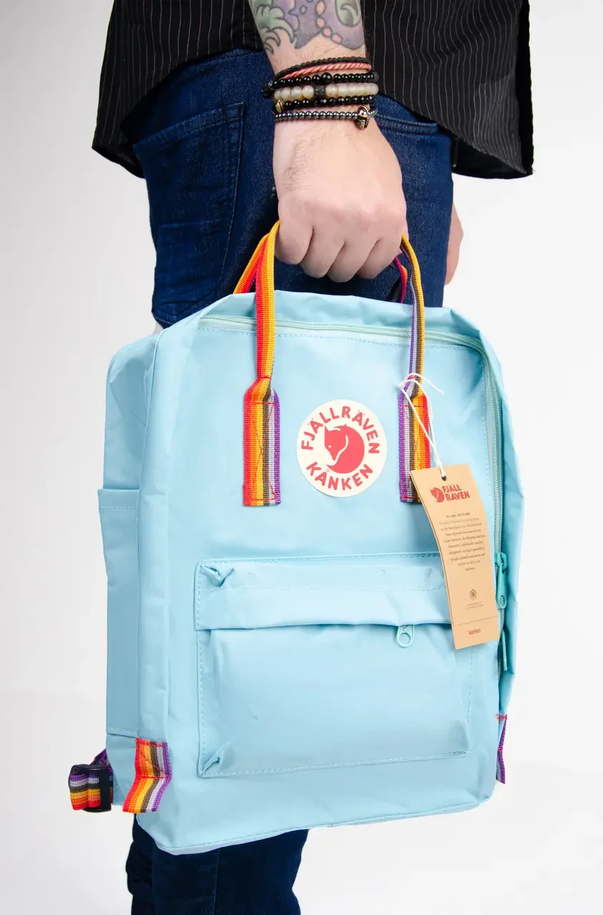 Рюкзак Fjallraven Kanken Classic Rainbow 16л Люкс качество голубой тканевая подкладка Новинка Xata - фото 2 - id-p2107019272