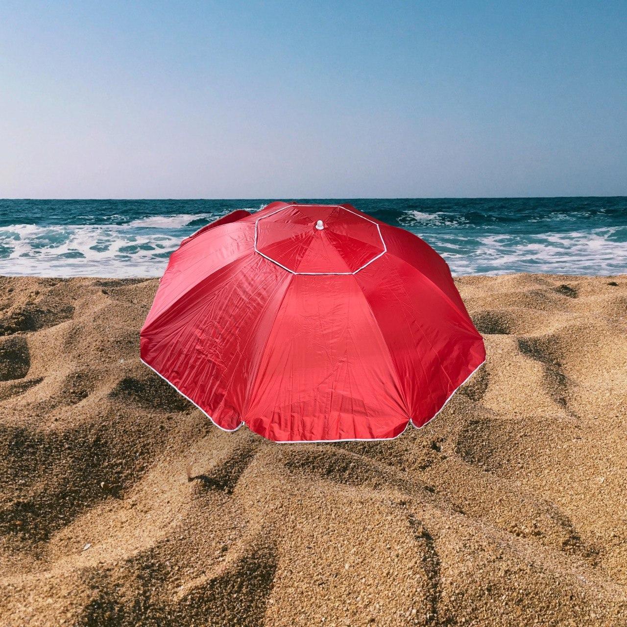 ТОРГОВЫЙ Пляжный зонтик 2.20м, с напылением Красный 10 спиц - фото 1 - id-p2107024041