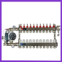 Коллектор EP для теплого пола из нержавеющей стали в сборе с насосом на 11 контуров