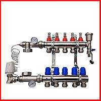 Коллектор для теплого пола в сборе на 5 контуров KP (Чехия) латунь
