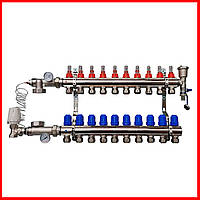 Коллектор для теплого пола в сборе на 10 контуров KP (Чехия) латунь