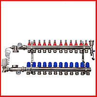 Коллектор для теплого пола в сборе на 12 контуров KP (Чехия) латунь