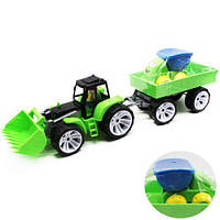 Игровой набор "Трактор с прицепом" (зеленый) детская игрушка машинка