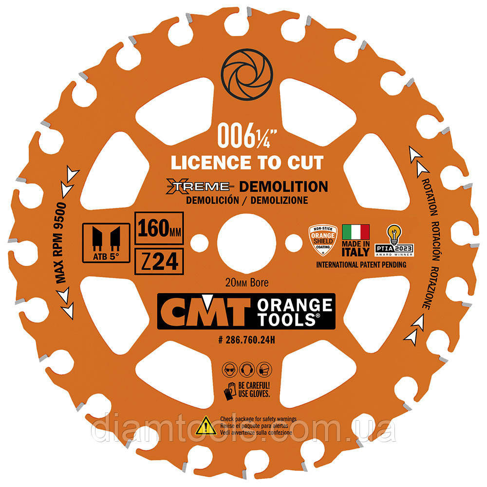 Пильний диск по дереву з цвяхами CMT 160x20x24z K2.3/1.2 (286.760.24H)