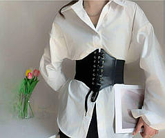 Шкіряний корсет пояс на талію,декоративний корсет на липучці та шнурівці,