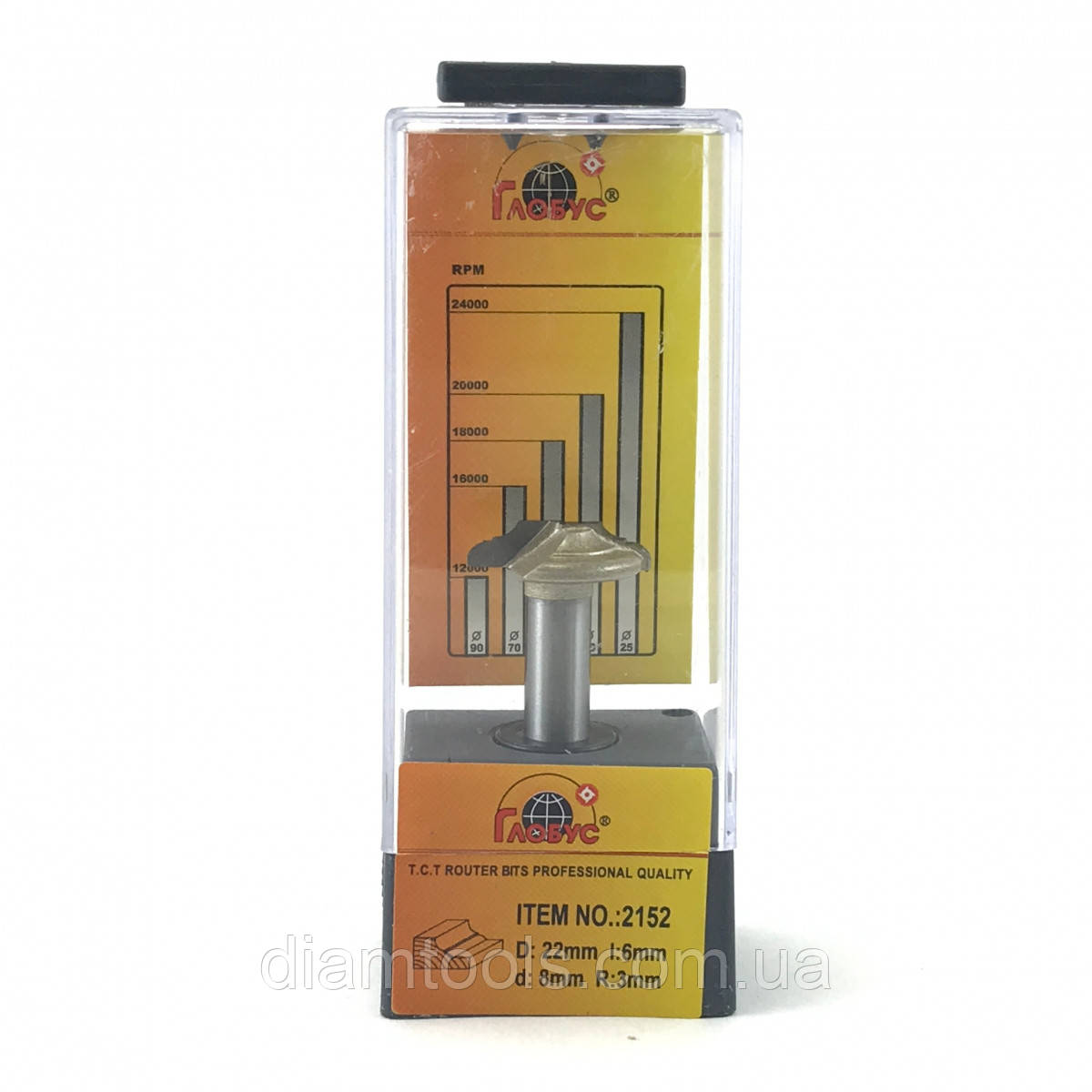 Фреза пазова фасонна Глобус 2152 D22 d8 L41 h6 R3