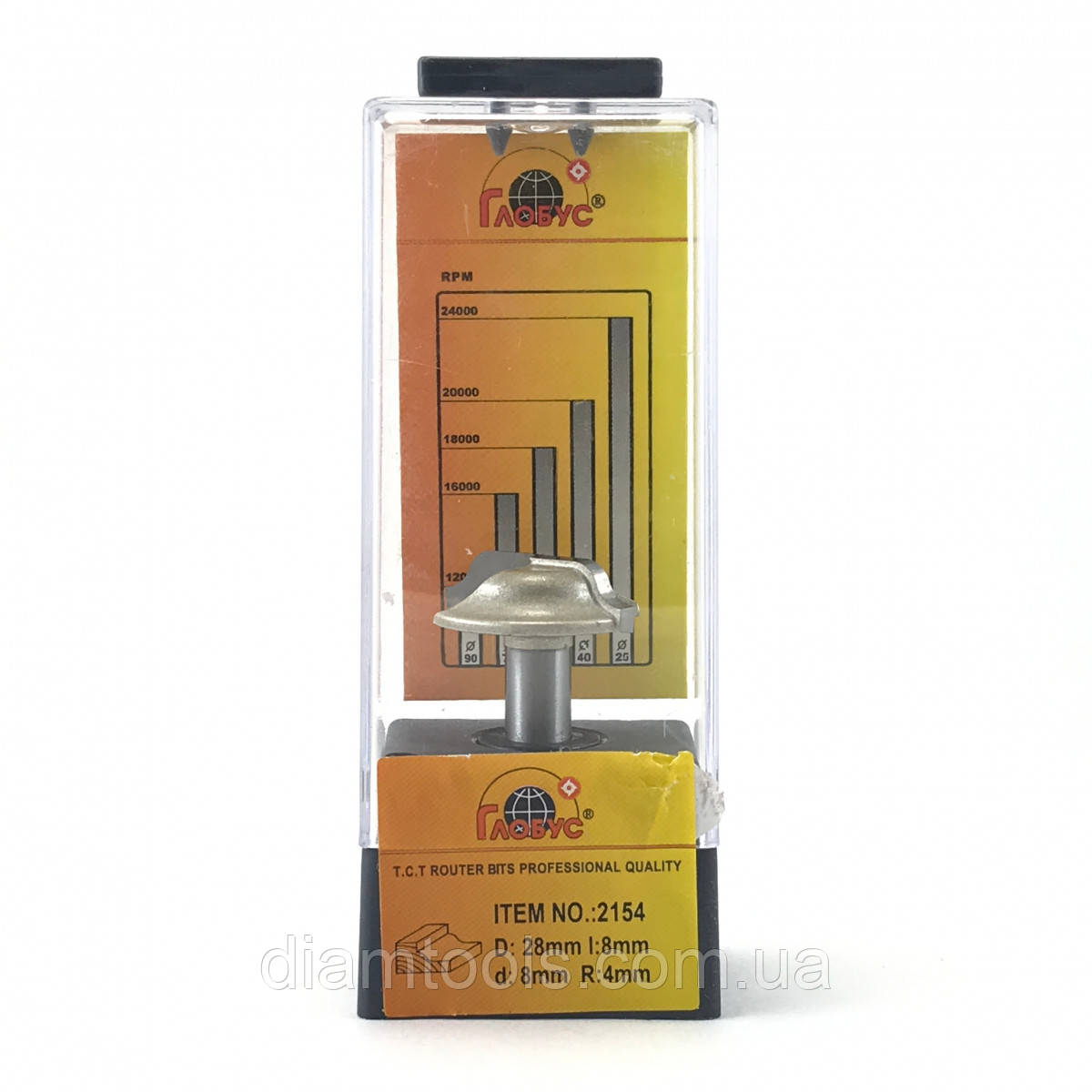 Фреза пазова фасонна Глобус 2154 D28 d8 L43 h8 R4