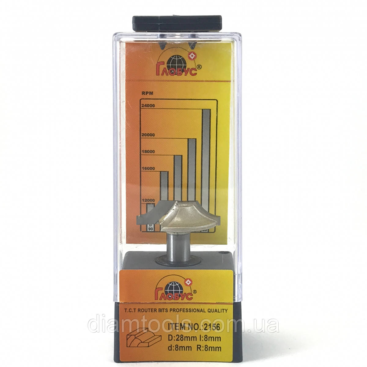 Фреза пазова фасонна Глобус 2156 D28 d8 L43 h8 R8, фото 1