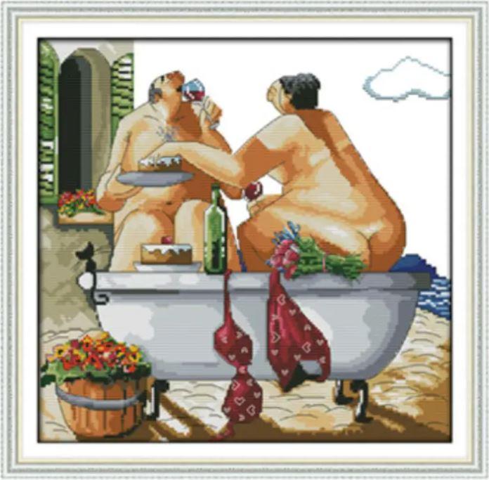 Набір для вишивання за нанесеною на канву схемою "Enjoy life 1". AIDA 14CT printed 37*36 см